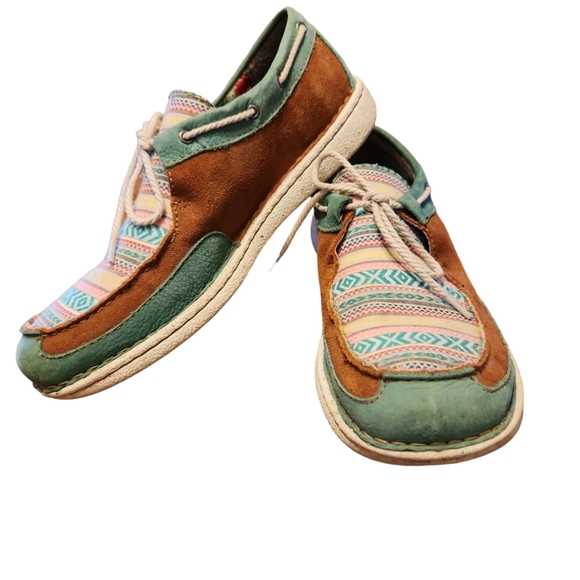 Justin Easy Rider Teal Leather Boaties Driving Shoes Size 11M - Picture 2 of 8